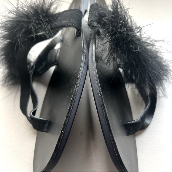 TOPSHOP Black Flip Flop Thong Sandal Slipper Feathers Women EU 40 US 8.5 NWOT - Picture 6 of 11